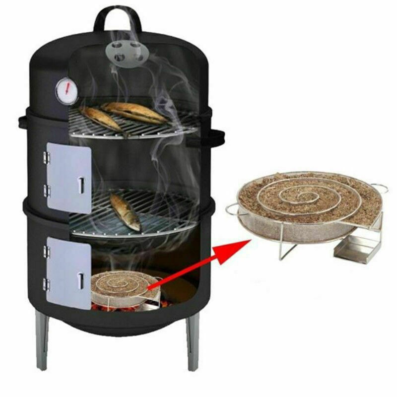 Rostfritt stål rökare lax bacon fisk mini apple wood chip bbq köttredskap