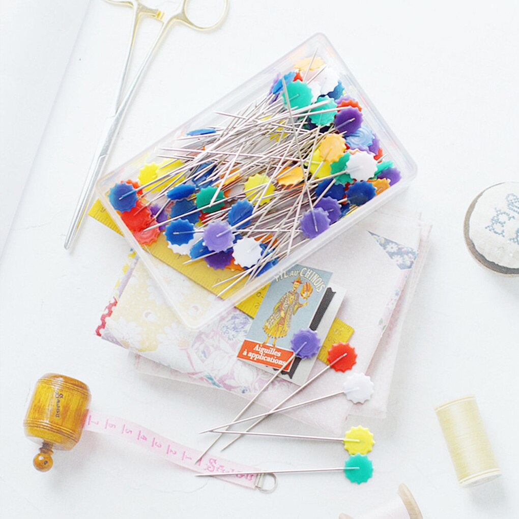 Alfileres de bordado para manualidades con agujas de retales, 100 Uds., para acolchar, herramientas y accesorios de costura, Color aleatorio