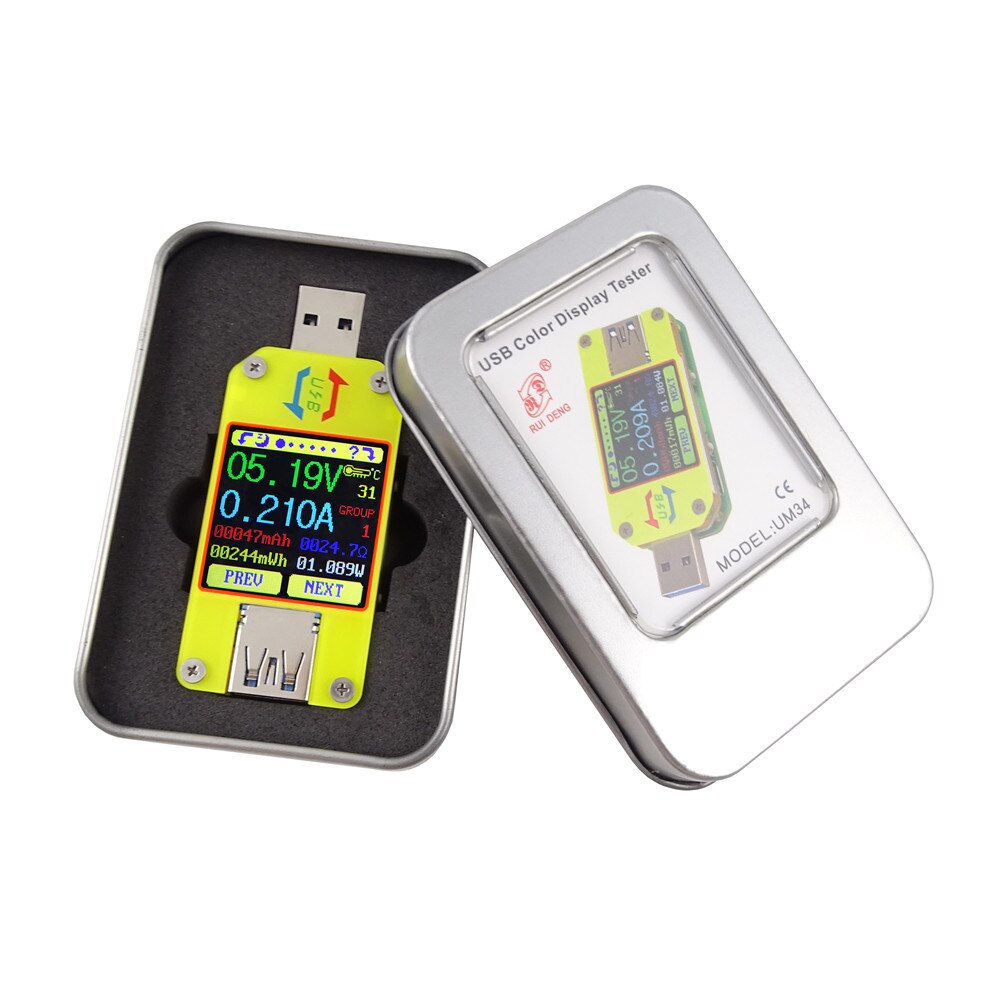 UM34 UM34C LD35 HD25 USB 3,0 Typ-C DC Voltmeter Amperemeter Spannung Strom Meter Batterie Ladung Messen Kabel Widerstand Tester