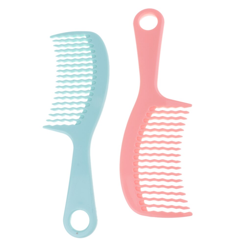2 PCS Detangle Comb With Handle Curved Teeth Comb For Curly Hair Wavy Tooth