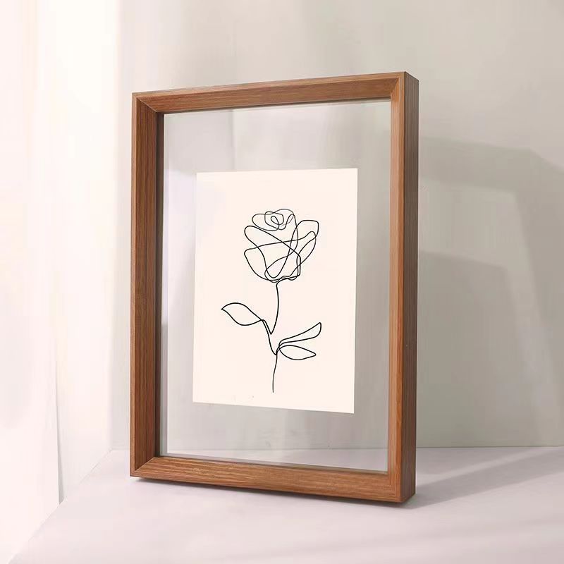 Wall-Hanging, Desktop Solid Wood Photo Frame Transparent Acrylic Frame For Framing Photos, Paintings, Posters, Certificates: 7 inch / Red