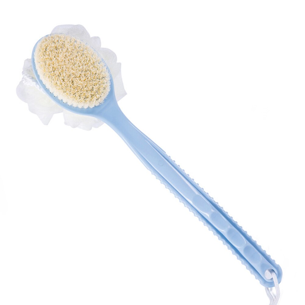 1Pc Zachte Haren Massage Borstel Lange Steel Body Reiniging Douche Gereedschap Bad Lelie Dode Huid Body Massage Borstel Bad borstel: Blauw