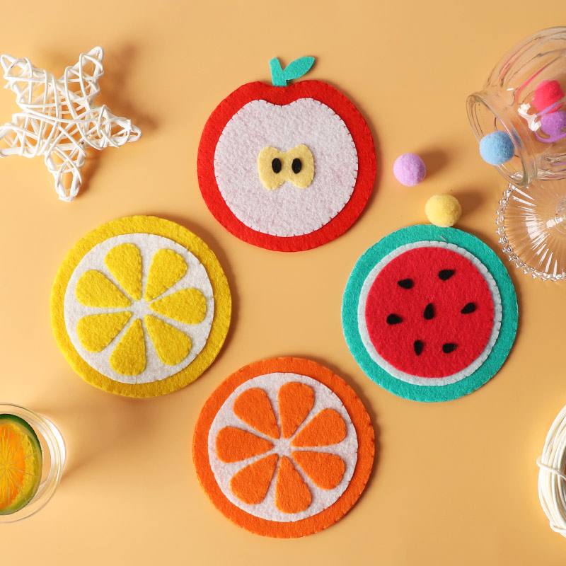 Meian Onvoltooide Handgemaakte Vilt DIY Craft Coaster Vruchten Sets Kinderkamer Bureau Decoraties Fotografie Props Decoraties Kits