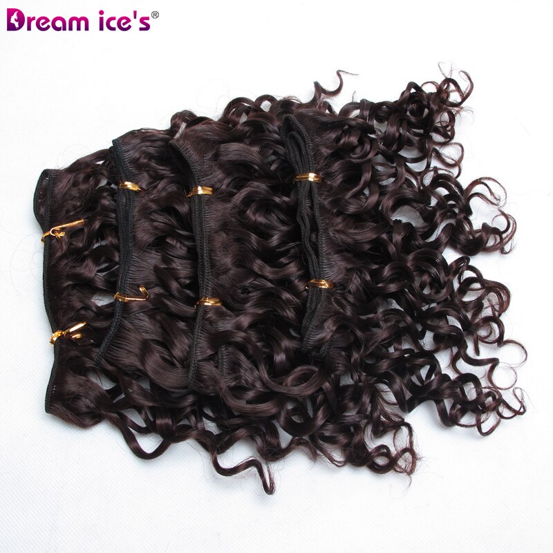 8 pulgadas Afro corto Pelo Rizado mechones color marrón negro de pelo sintético de alta temperatura de extensión 4 unid/lote sueño del hielo: # 4