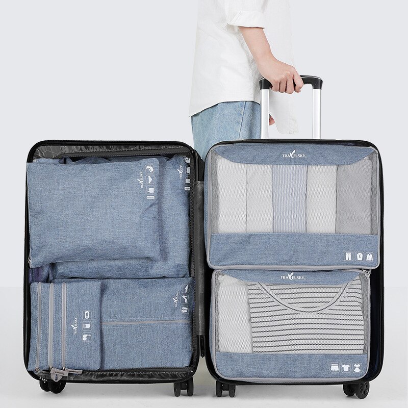 Portable Travel Bags Pouchs Set Storage Bag Suitcase Clothes Cosmetic Organizer Luggage Packing Laundry Accessories Supplies