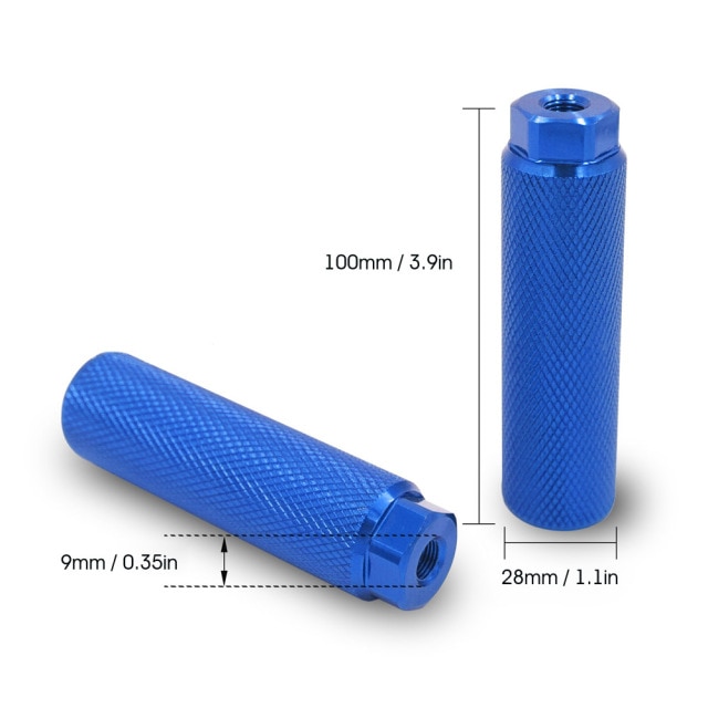 Reposapiés para eje de bicicleta MTB BMX, Pedal de aleación para eje trasero y delantero, antideslizante, 2 unidades: A  Blue