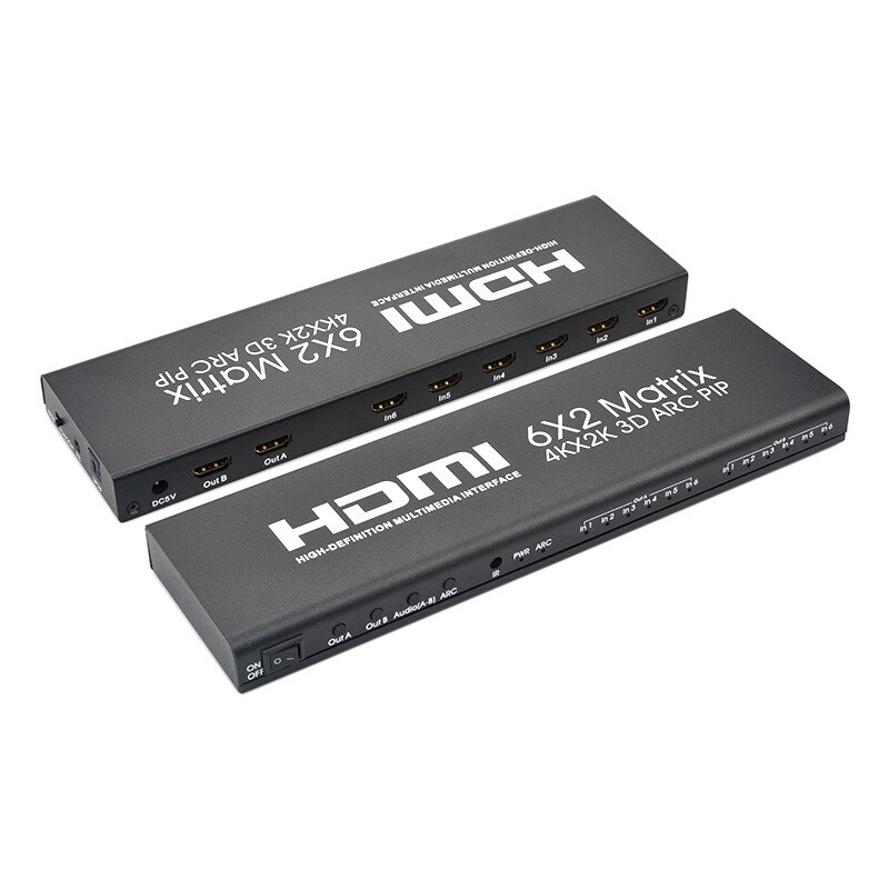6X2 HDMI Matrix Ultra 1080P HD 4Kx2K/30HZ HDR ARC Switch Splitter Optical SPDIF 3.5mm o HIFI HDMI Switcher