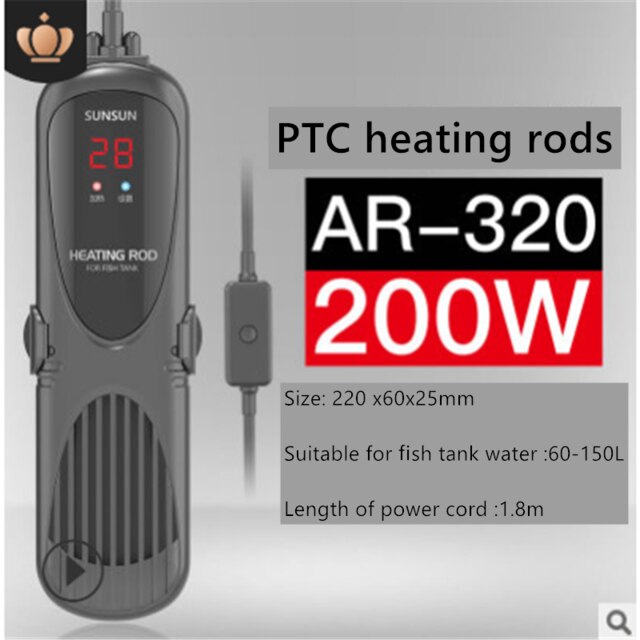 Double Display Automatic Thermostat Bottom Filter Heating Rod PTC Explosion-proof Heater: AR-320