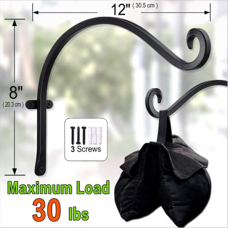 Maceta nórdica de flor para colgar en pared, soporte de planta, gancho para soporte, decoración de balcón: Negro