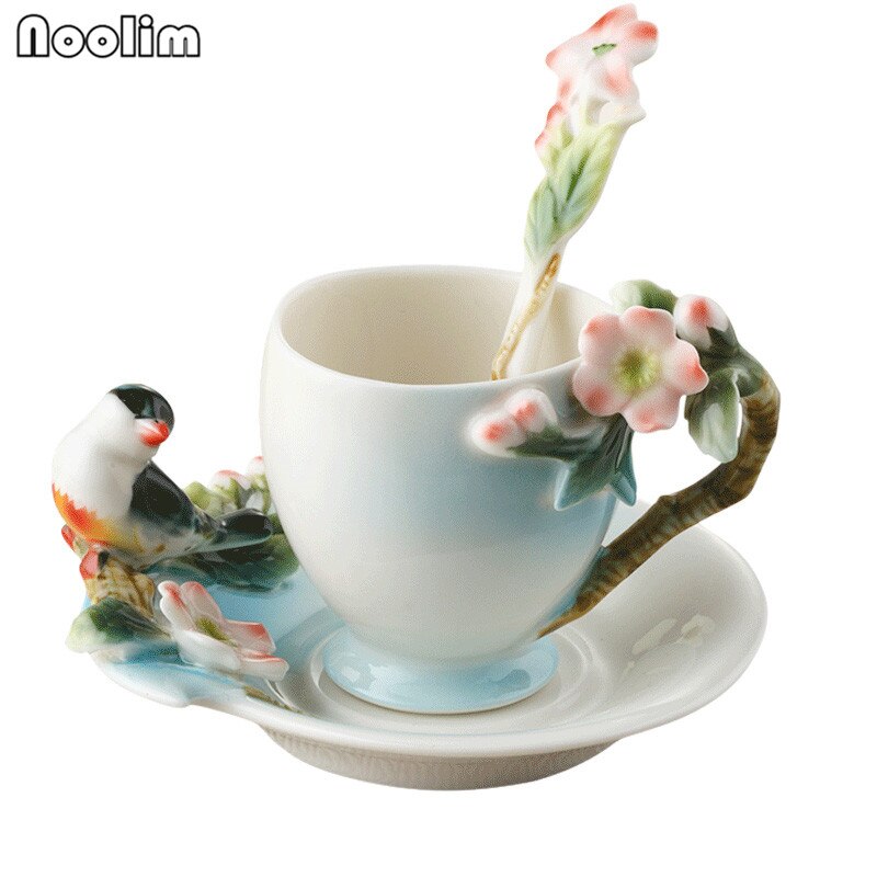European Ceramic Coffee Cup Set Magpies Plum Bloss... – Grandado