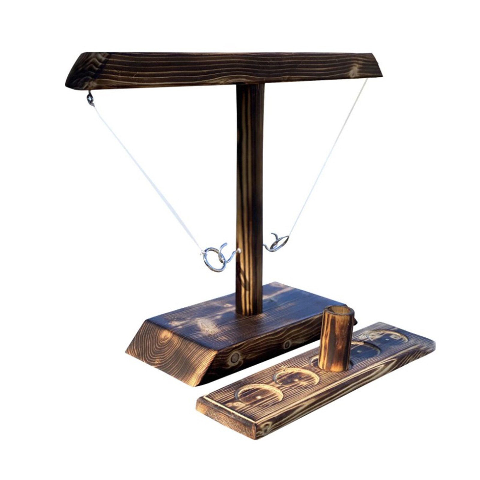 Ring Toss Game Desktop Moderne Gooien Ring Game Speelgoed Snelle Interactief Spel Voor Familievakanties Party Houten Haak game Set: rectangle Brown