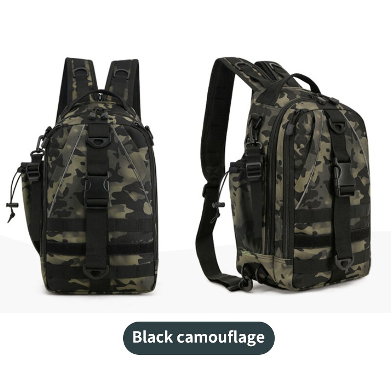 Vistas multifunctionele vistas nylon outdoor waterbestendig sling reel kunstaas tas zwart khaki camouflage: Zwarte camouflage tas