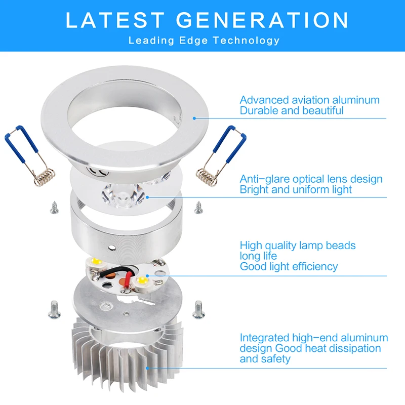 10 pakker/partier epacket 7-25 dages led spot led downlight dæmpbar lys forsænket dekoration loftlampe 110v 220v ac85-265v