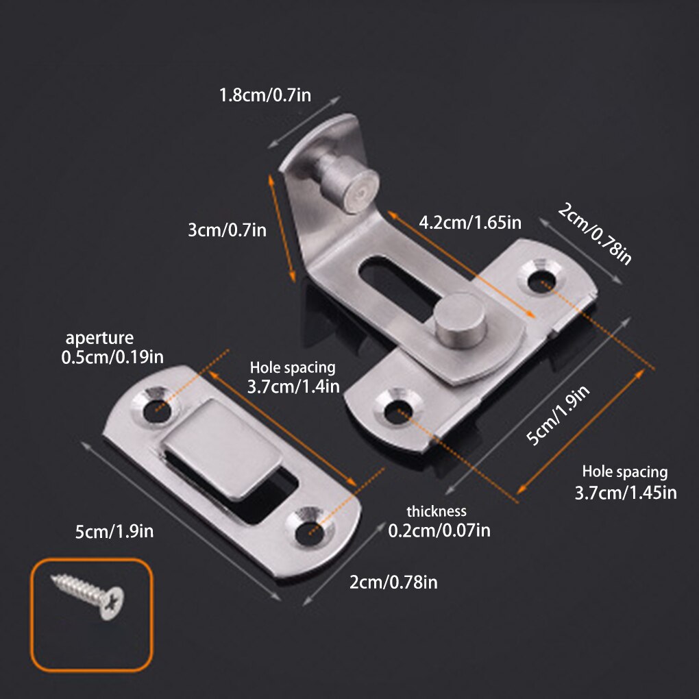 Flip Door Latch 90 Degree Heavy Duty Stainless Steel Bar Gate Latches Toilet Doors and Windows Lock