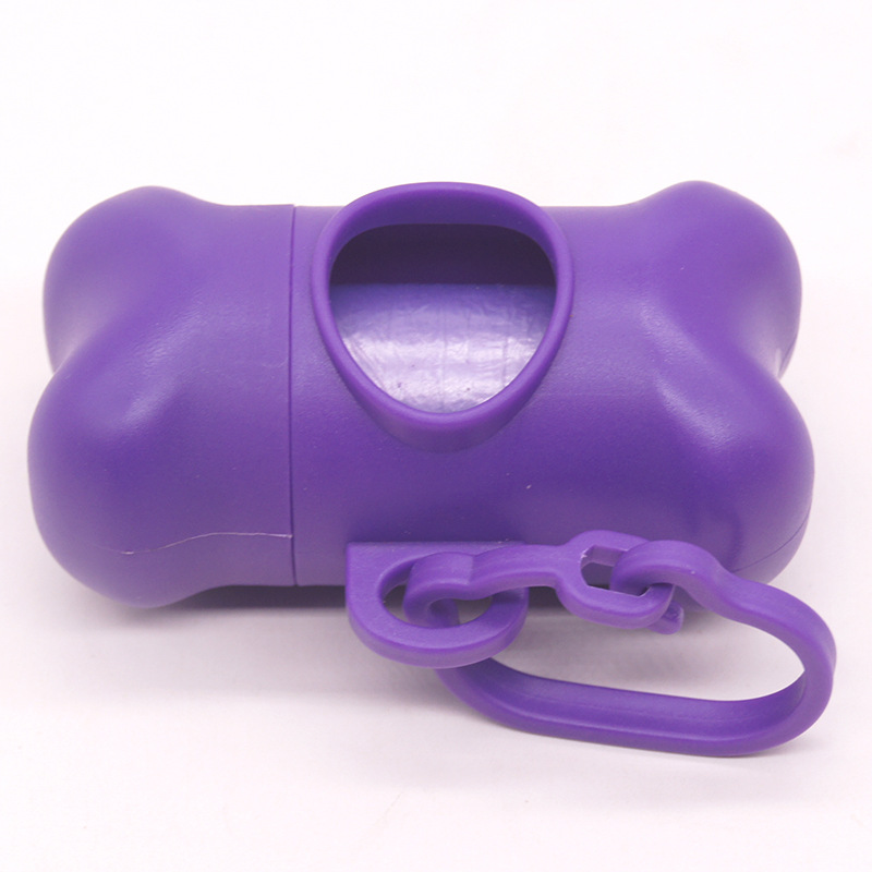 Pet Dog Poop Bag Dispenser Waste Garbage Holder Dispensers Poop Bags Set Bone Pets Cat Dogs Trash Cleaning Supplies Dog Toy: Purple