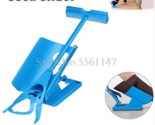 1pc Sock Slider Aid Blue Helper Kit Helps Put Socks On Off No Bending Shoe Horn Suitable For Socks Foot Brace Support