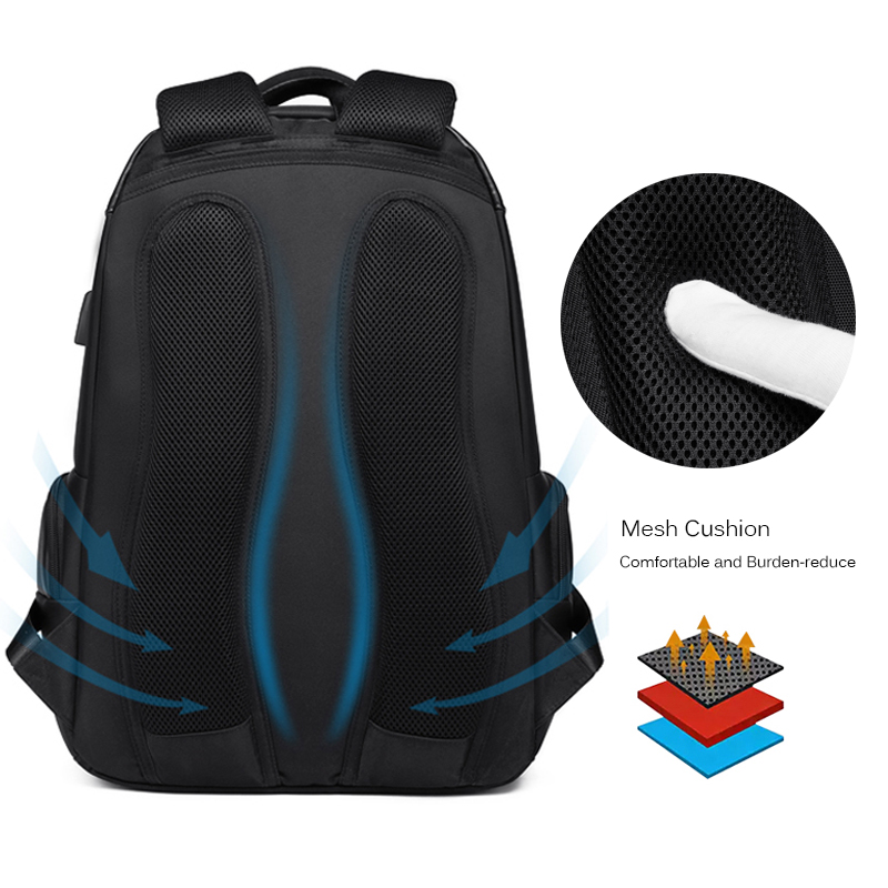 Männer Reise Rucksack USB Ladung Wasserdichte Funktionale Rucksack Schwarz 15,6 zoll Laptop Rucksäcke Männlichen Mochila Rucksack PCN073