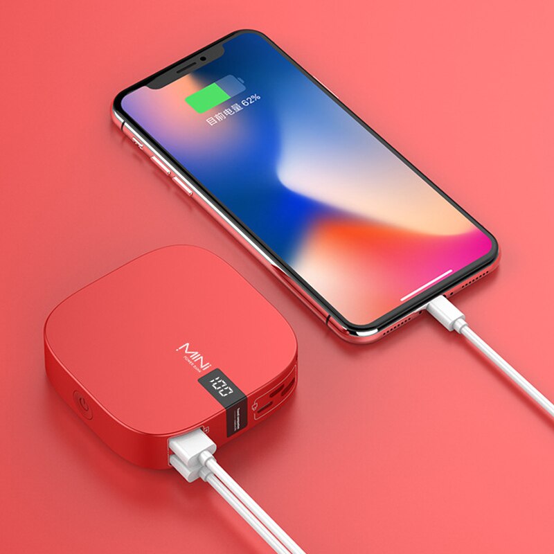 Mini Energie Bank 10000 mAh Typ-C & Beleuchtung schnelle eingang Digital Anzeige Energie Dual USB schnelle ausgabe tragbare Ladung schatz: Rot