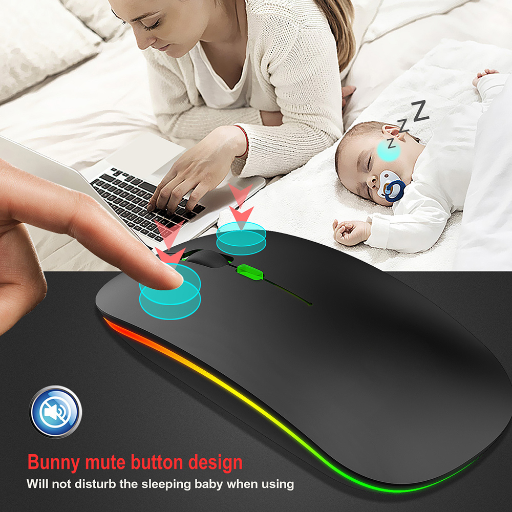 Mouse Wirelesss Bluetooth 2 In 1 Wireless Dual Mode Optical Mouse 2.4G Mouse Ergonomic Portable Rechargeable Mice For laptop