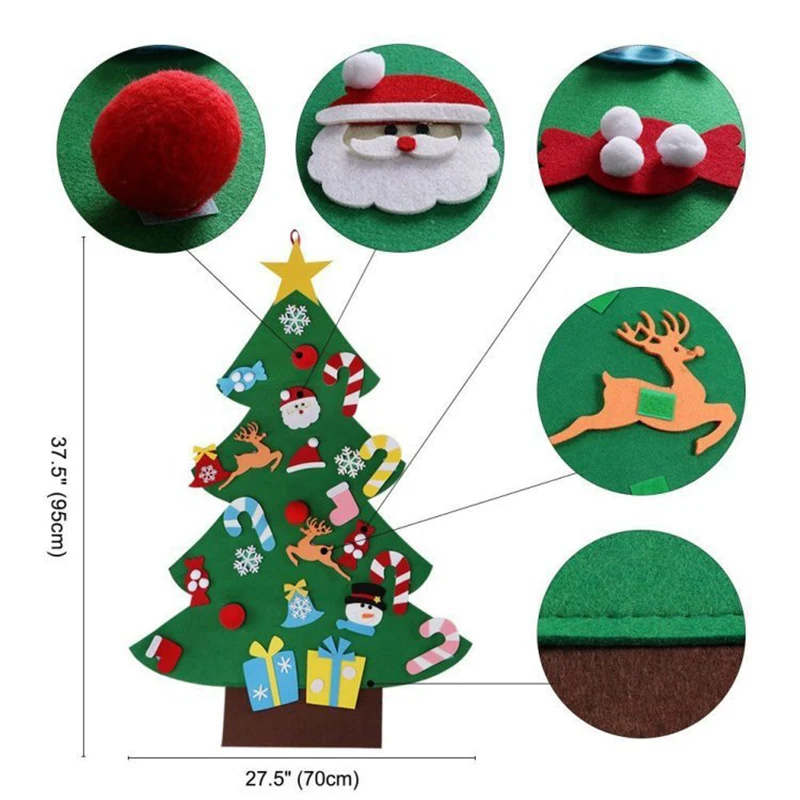 Gør-det-selv filt julepynt juletræ dør vægophæng ornamenter filt juletræ år julemanden jul børn