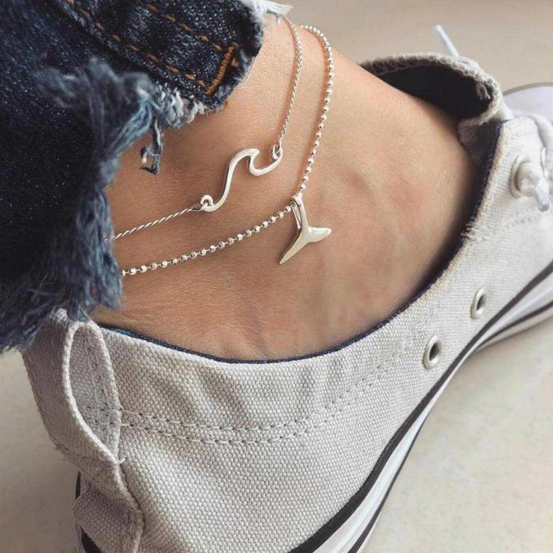 Anklet Jewelry Popular Beach Anklet Seaside Wave Fishtail Anklets For Women Multi-layer Best Anklets: Default Title