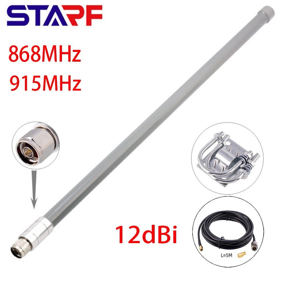12dBi Helium Miners Antenna 868MHz 915MHz Fiberglass Aerial Outdoor Antenna 55cm LTE Outdoor Long-distance Receiving Antenna Kit