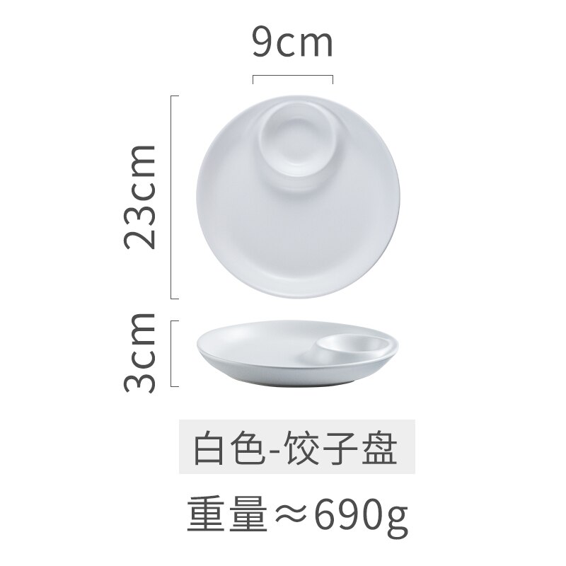 Ceramic Japanese Dumpling Plate With Seasoning Dish Sushi Fried Chicken Wing Snack Plate Home Dining Plate Kitchen Tableware: WHITE