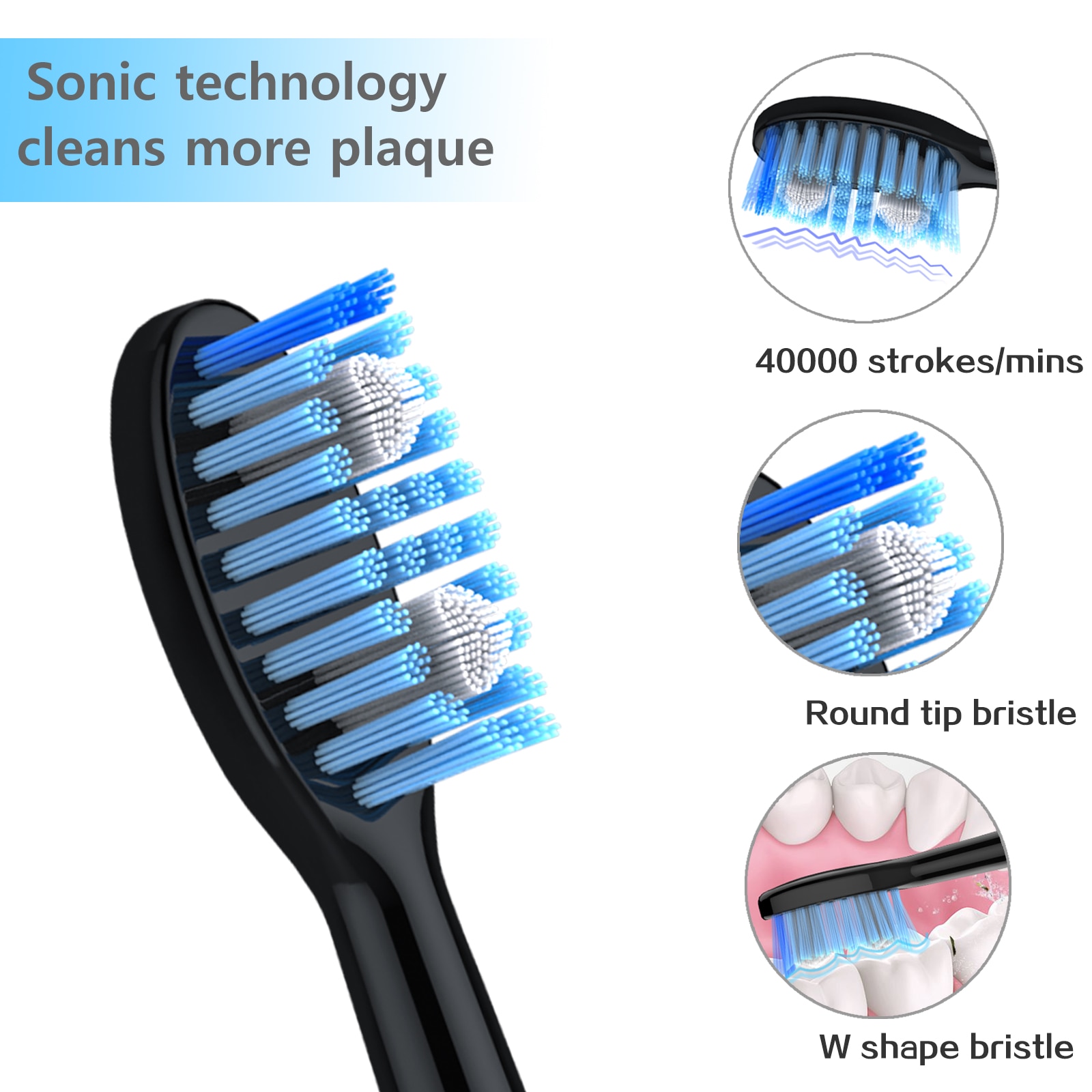 Double Sonic Electric Toothbrush H9 Adult Timer 5 Mode Rechargeable Tooth 10 Replacement Brush Heads 2 Travle Case toothbrush