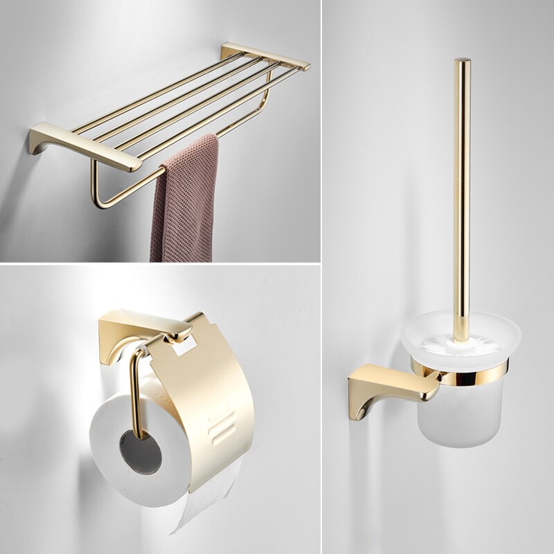 Toallero dorado de lujo para baño, barra de toalla, juego de colgante de hardware