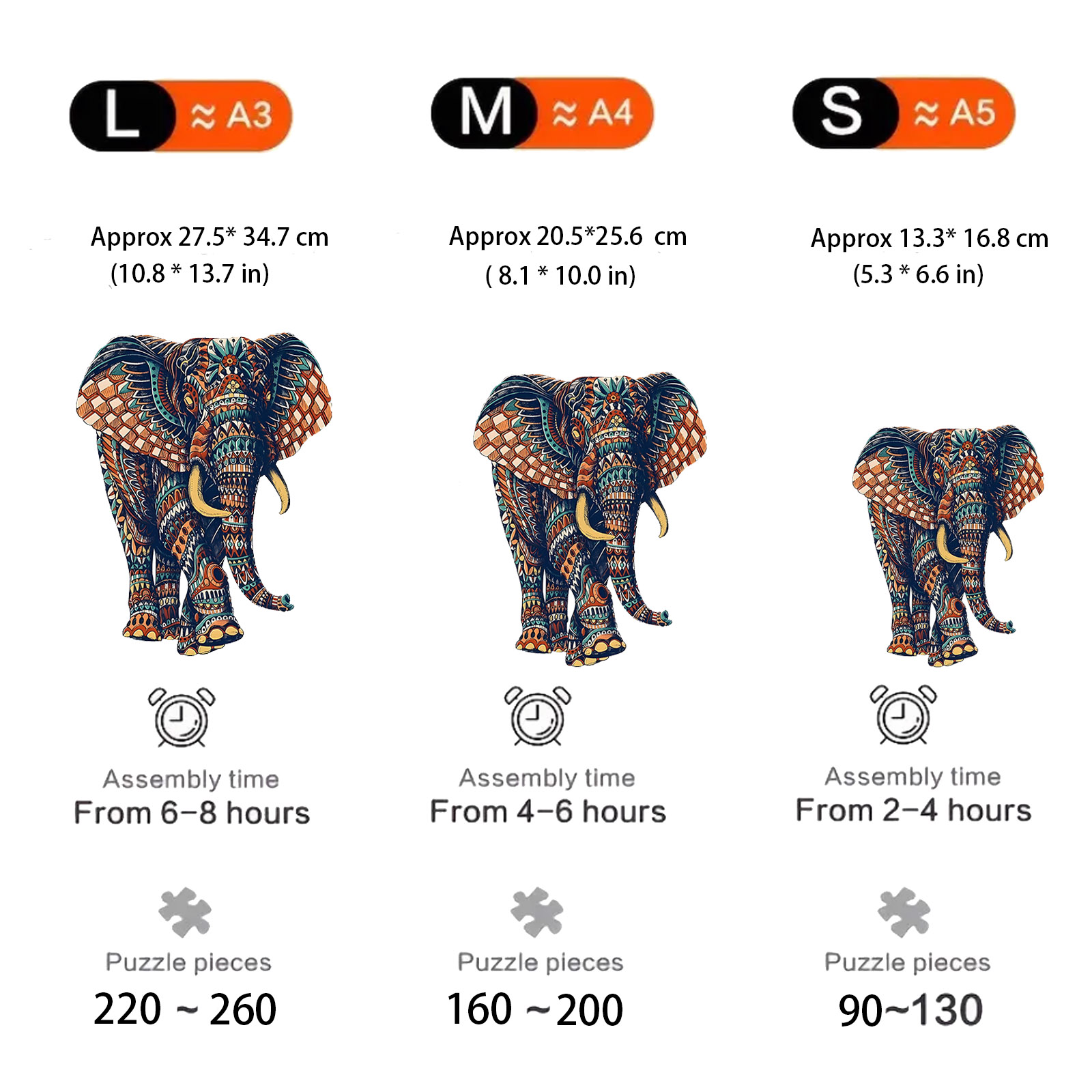 Unique Elephant Wooden Puzzle, Adult Stress Relief Toys, Irregular Animal Shapes, Birthday
