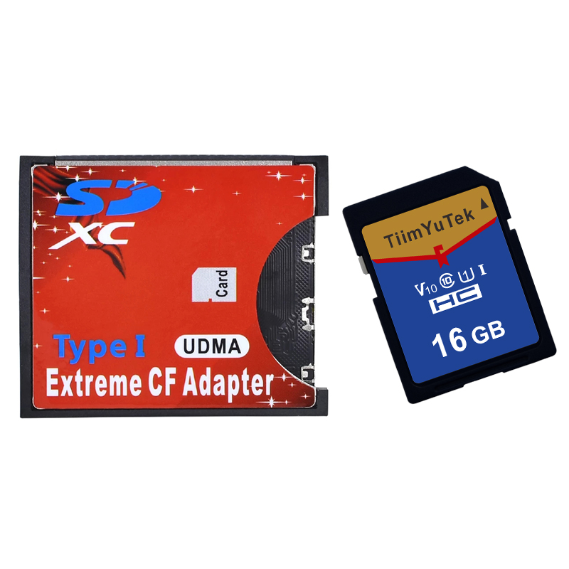 SD to CF Card Adapter SDHC SDXC to Standard Compact Flash Type I Card Converter UDMA Card Reader With SD Card 16GB-128GB: 16GB with Adapter