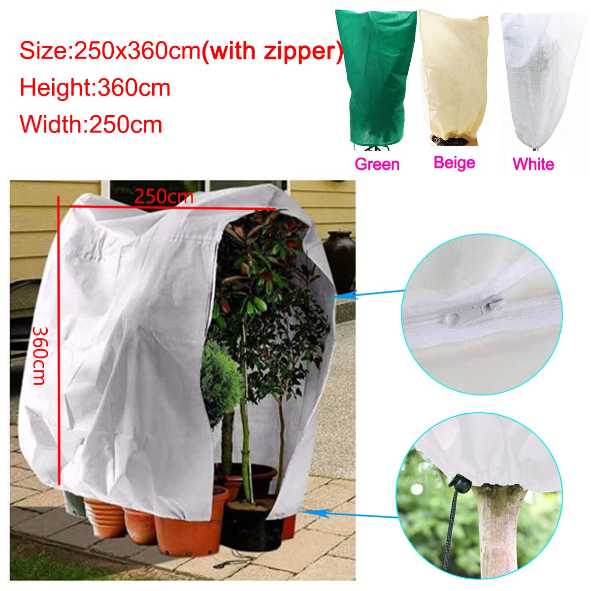Warm Cover Tree Shrub Plant Protecting Bag Frost Protection Yard Garden Winter Garden Waterbulbs Redes De Proteccion Plant Cover: White / 2.5x3.6M with zipper