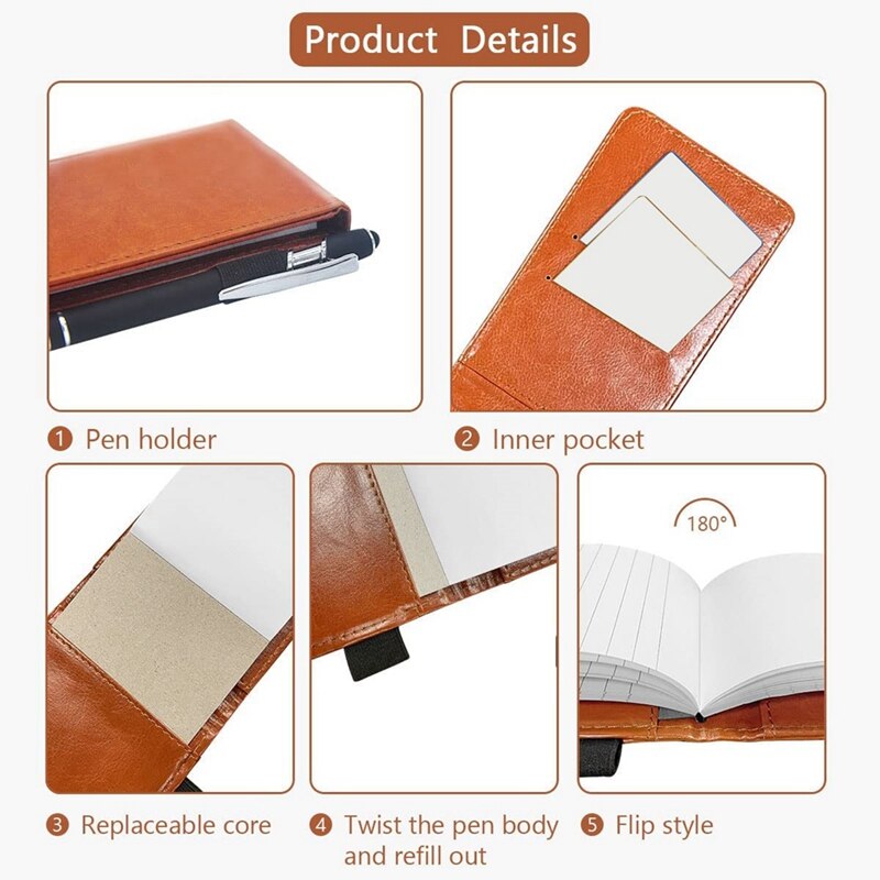 Notepad Set 3.5X5.5in Small Memo Book 3 Mini Pocket Notepads with Pens and 10 Refills for and Students