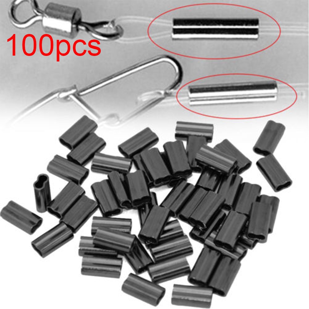 100 PCs Fishing Wire Tube Double Barrel Copper Tube Line Crimping Sleeves Connector Tools Fishing Tackle