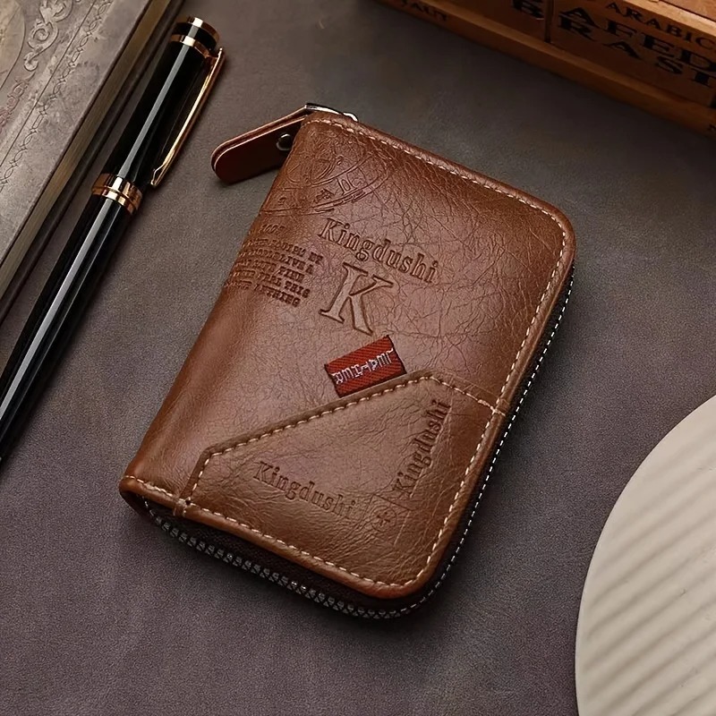 Kompaktowy portfel ze skóry PU w ​​stylu vintage - wiele miejsc na karty, przenośne etui na karty kredytowe