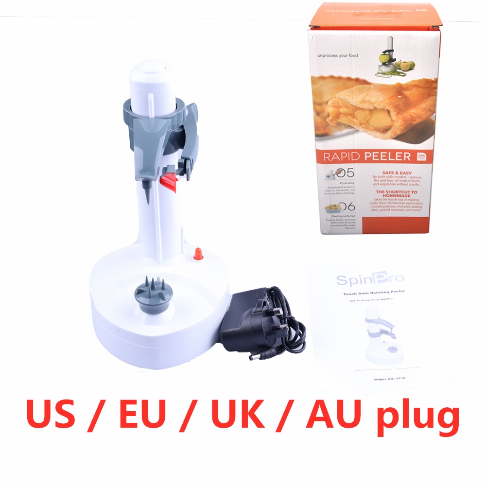 110V 220V Potato Peeler Electric with 3 Blades Automatic Apple Paring Machine Kitchen Tools Cutter Slicer For Vegetable Fruits: WHITE / AU