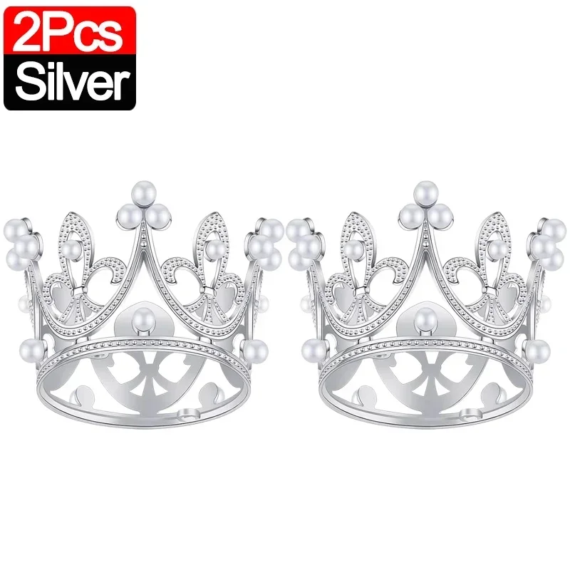 20/1 stk mini krone kakedekorasjon perle tiara måke sølv kroner kaketopper til låve hårpynt bryllup bursdagsfest: Militærgrønn