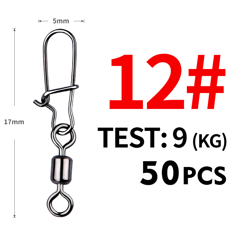 Manometro 50 pz luccio accessori per la pesca connettore spillo cuscinetto girevole girevole in acciaio inox moschettone richiamo girevoli affrontare: Grigio chiaro