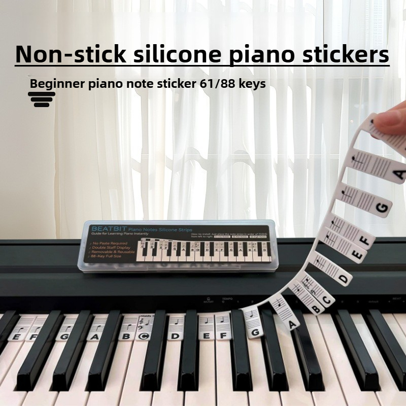 88Key Piano Keyboard Stickers Removable Piano Keyboard Note Labels for Learning Piano Notes Guide for Beginner