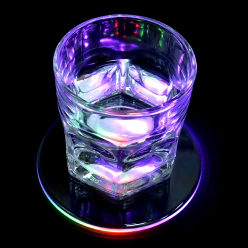 Acryl Crystal Led Glow Coaster Bar Cocktail Glitter Slim Base Barman Sfeer Licht Verlichting Coaster Feestartikelen