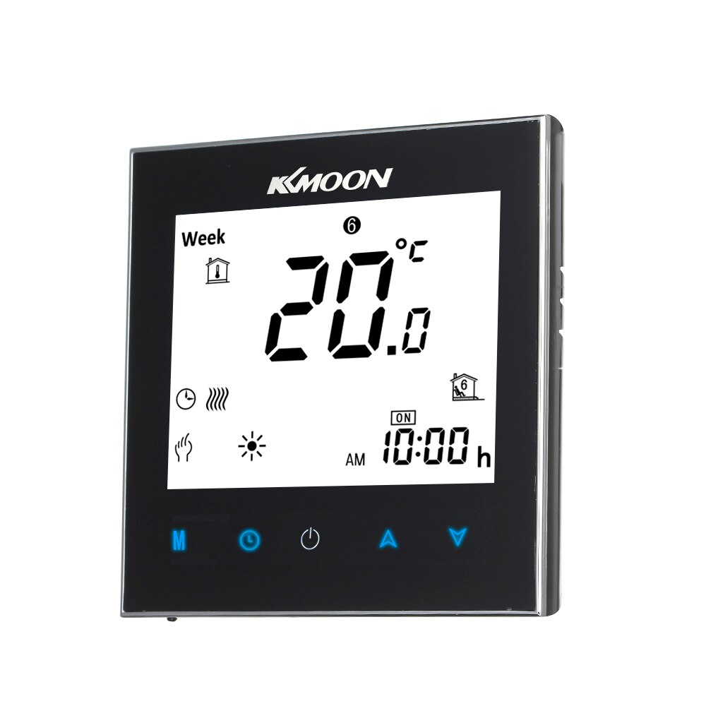 Termostat varm gulv wifi termostat temperaturregulator til vann / elektrisk gulvvarme vann stemmestyring lcd-skjerm: Svart ingen wifi
