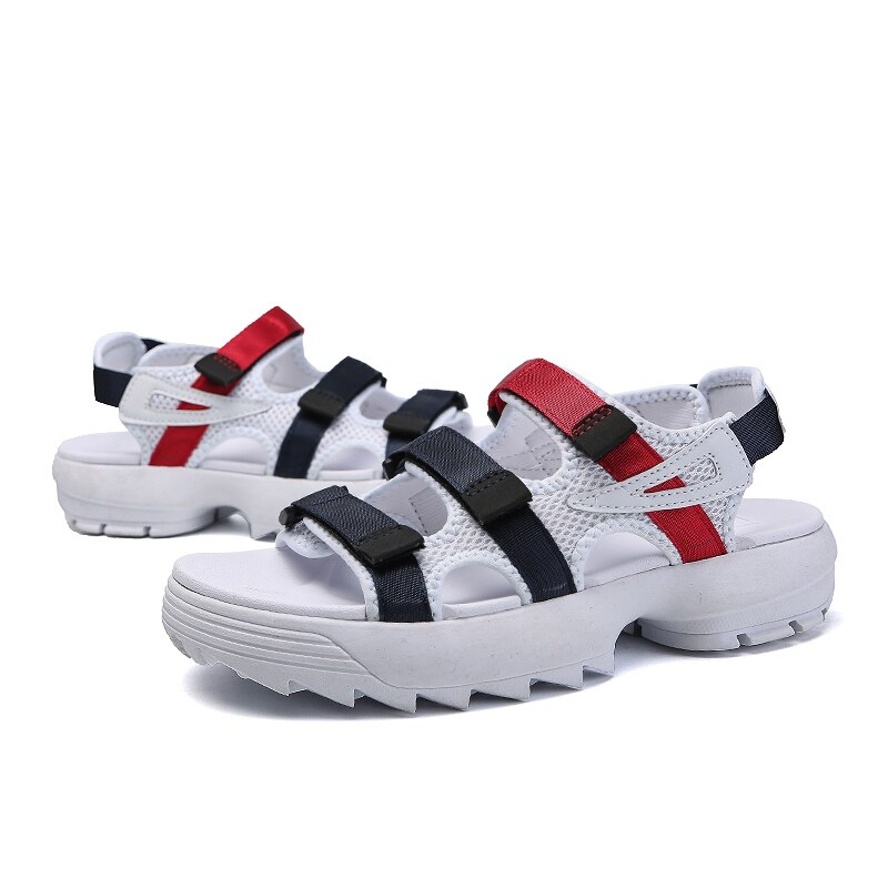 Sandalle zandalias de classique transpirables toboggan romain deportivas travail ete plage sandalet sandale sandales-homme pour sandalia homme: White black red / 41