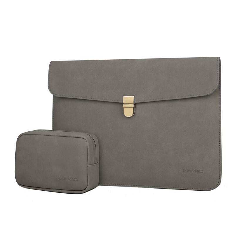 Funda de cuero suave de PU para Macbook Air Pro 11 12 13,3 14 15 pulgadas Bolsa para ordenador portátil funda para Tablet para Xiaomi DELL: Kahki-Set / 12 pulgadas