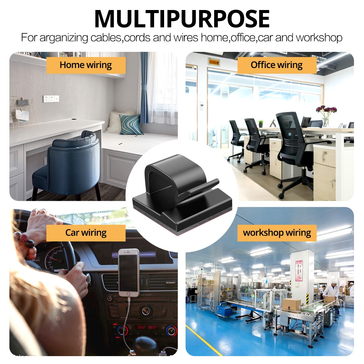 Self Stick Wire Organizer Line Cable Clip Buckle Clips Clamp Table Wall Fixer Fastener Power Cable Holder Wall Cable Sticker