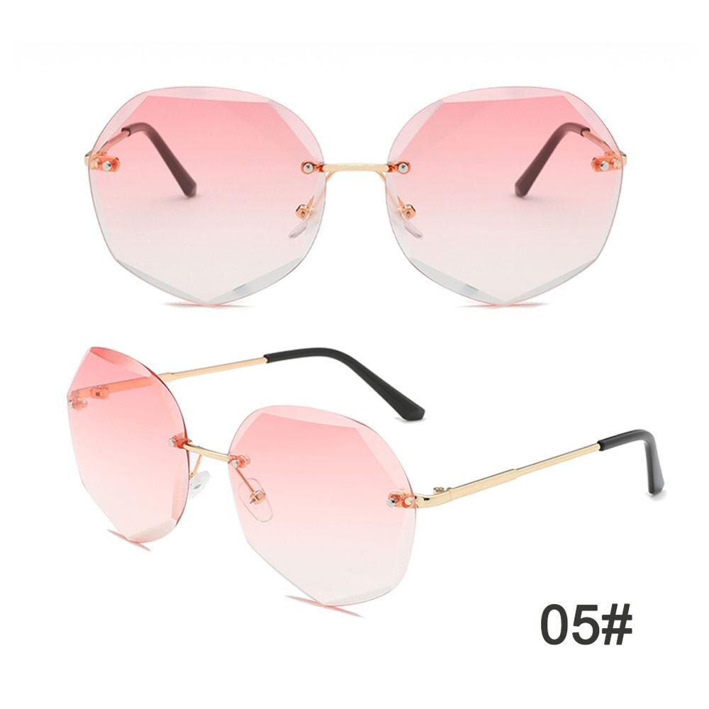 Women Polygon Rimless Sunglasses Metal Anti Ultraviolet Marine Film Sunglasses: 05