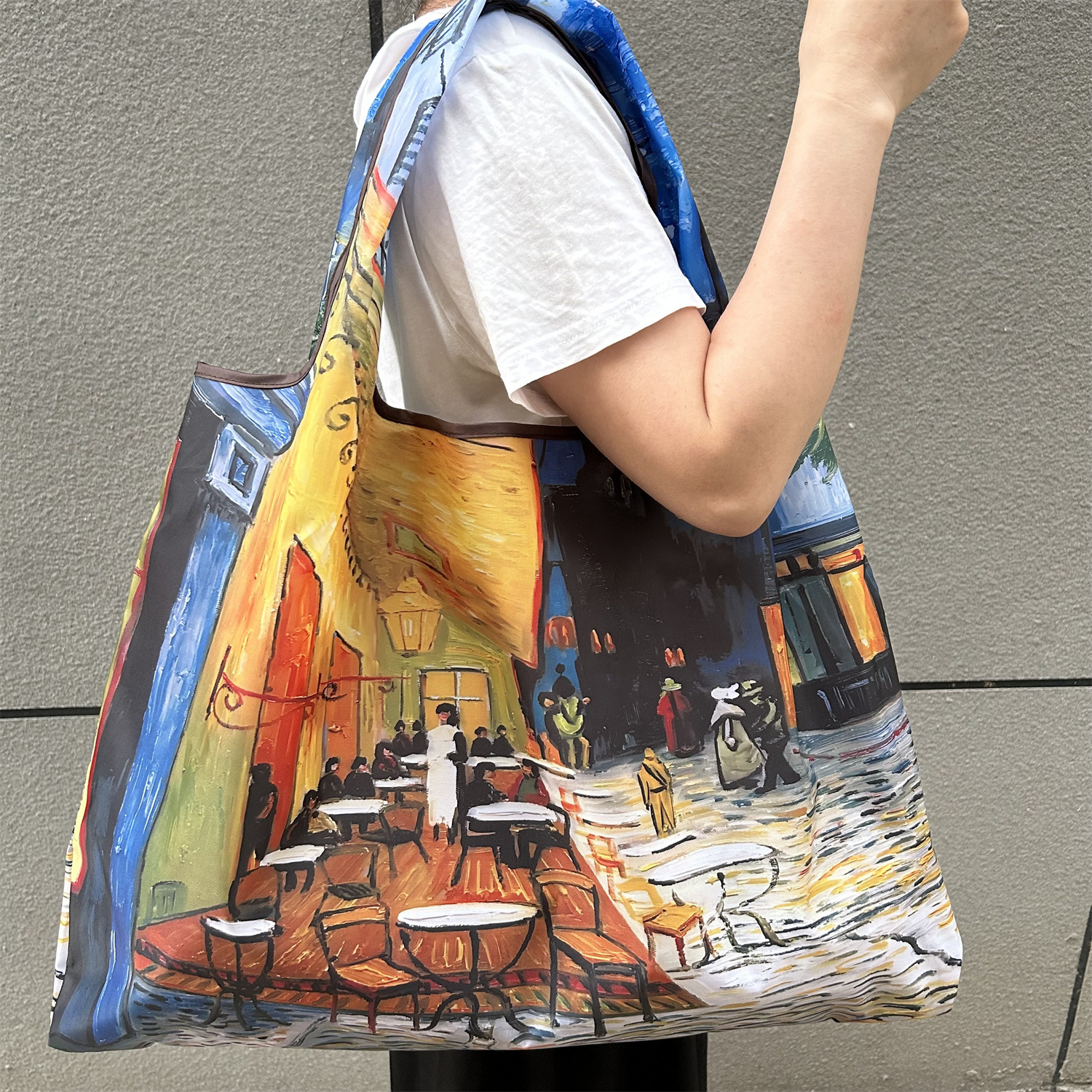 modetas Grote opvouwbare boodschappentas Herbruikbare boodschappenopbergtas Nylon draagbare schouderhandtas voor reiszak Tote