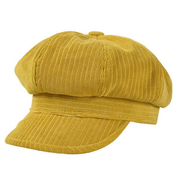 USPOP gorros de invierno gorras de pana gruesa jacquard octogonal sombreros color sólido visera vintage gorras: Amarillo