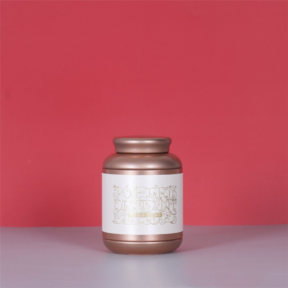 Portable Tinplate Tin tea caddy Tieguanyin sealed storage tank travel Tea Boxes tea tin containers coffee canister Spice jar: A01