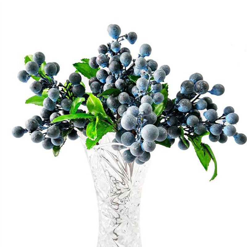 Kunstige blåbær miljøvenlige hjemmekontor simulation bær dekorationer fest bryllup dekorationer 6 farver