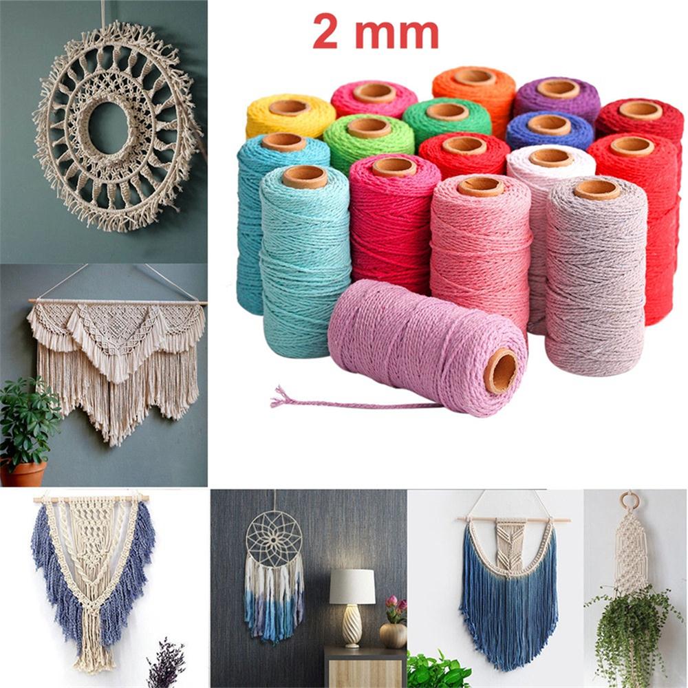 2mm 100M Colorful Thread Cord 100% Cotton Twisted Craft Macrame String DIY Home Textile Wedding Decoration Accessories